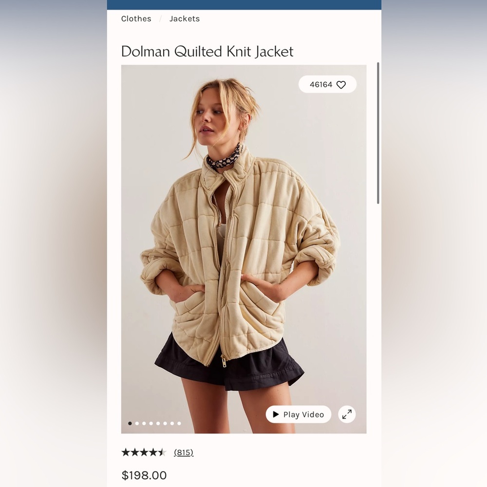 Free people Dolman color block quilted jacket in lilac